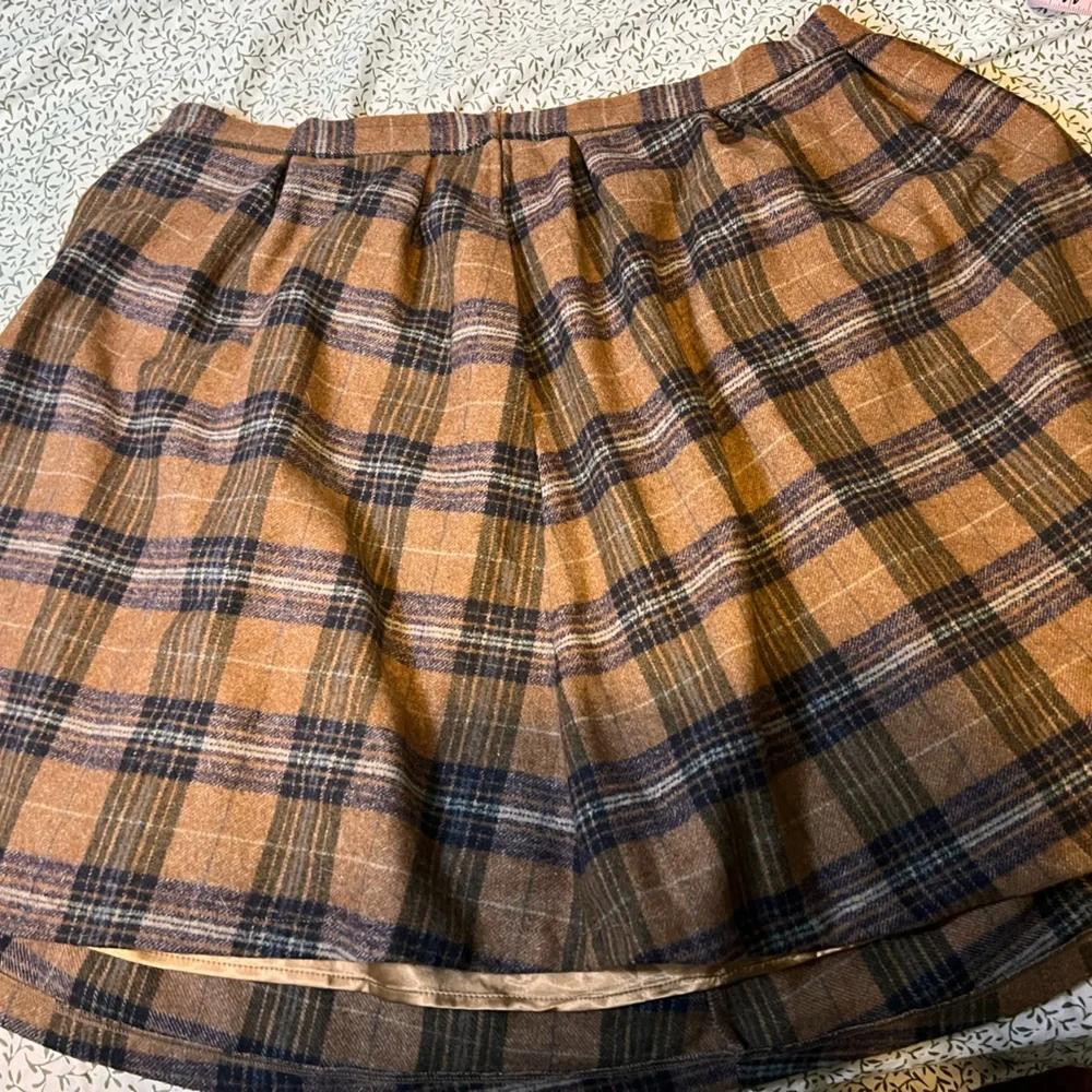 Tartan brown size fully lined 22 midi skirt - Picture 3 of 6